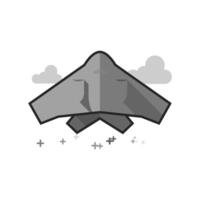 Stealth bomber icon in flat outlined grayscale style illustration vector