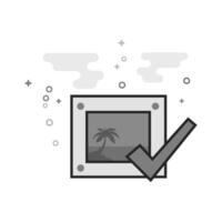 Printing approval icon in flat outlined grayscale style illustration vector