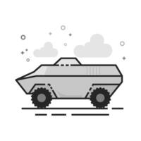 Armored vehicle icon in flat outlined grayscale style illustration vector