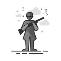 World War army icon in flat outlined grayscale style illustration vector