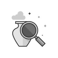 Vase and magnifier icon in flat outlined grayscale style illustration vector