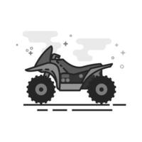 All terrain vehicle icon in flat outlined grayscale style illustration vector