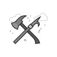 Fireman tools icon in flat outlined grayscale style illustration vector