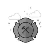 Firefighter emblem icon in flat outlined grayscale style illustration vector