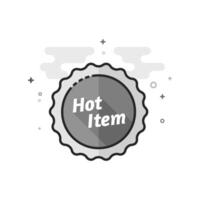 Hot item label icon in flat outlined grayscale style illustration vector