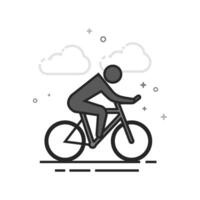 Cycling icon in flat outlined grayscale style illustration vector