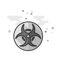 Biohazard symbol icon in flat outlined grayscale style illustration vector