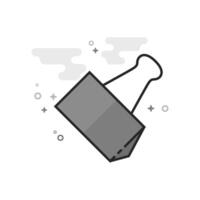 Binder clip icon in flat outlined grayscale style illustration vector