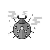 Bug icon in flat outlined grayscale style illustration vector