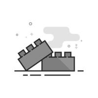 Building blocks icon in flat outlined grayscale style illustration vector