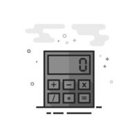 Calculator icon in flat outlined grayscale style vector