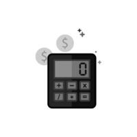 Calculator icon in flat outlined grayscale style illustration vector