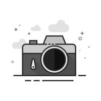 Camera icon in flat grayscale style vector