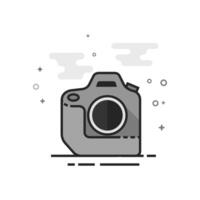flat outlined grayscale style camera icon vector