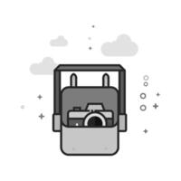 Camera bag icon in flat outlined grayscale style illustration vector