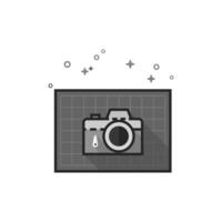 Camera icon in flat outlined grayscale style illustration vector