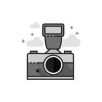Camera icon in flat grayscale illustration vector