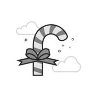 Candy cane icon in flat outlined grayscale style illustration vector