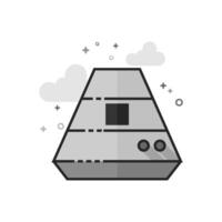 Space capsule icon in flat outlined grayscale style illustration vector