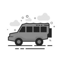 Green car icon in flat outlined grayscale style illustration vector