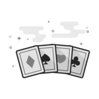 Playing cards icon in flat outlined grayscale style illustration vector