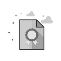 Contract document icon in flat outlined grayscale illustration vector