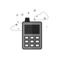 Cell phone icon in flat outlined grayscale style illustration vector
