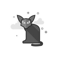 Cat icon in flat outlined grayscale style illustration vector