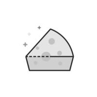 Cheese icon in flat outlined grayscale style illustration vector