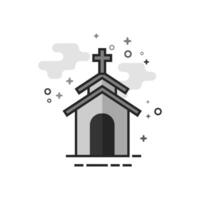 Church icon in flat outlined grayscale style illustration vector