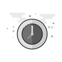 Clock icon in flat outlined grayscale style vector