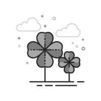 Clover icon in flat outlined grayscale style illustration vector