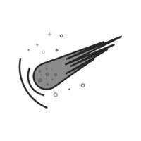 Comet icon in flat outlined grayscale style illustration vector