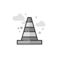 Traffic cone icon in flat outlined grayscale vector