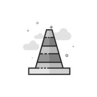 Traffic cone icon in flat outlined grayscale style vector