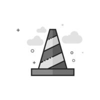 Traffic cone icon in flat outlined grayscale illustration vector