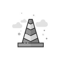 Traffic cone icon in flat outlined grayscale style illustration vector