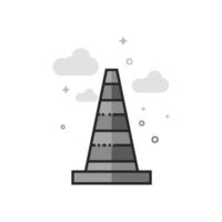 flat outlined grayscale style illustration traffic cone icon vector