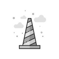 flat grayscale style illustration traffic cone icon vector