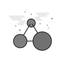Connected dots icon in flat outlined grayscale style illustration vector