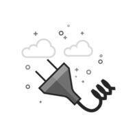 Electric plug icon in flat outlined grayscale style illustration vector