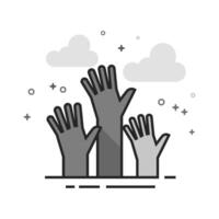 Hands icon in flat grayscale illustration vector