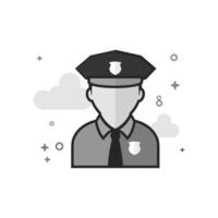Police avatar icon in flat outlined grayscale style illustration vector