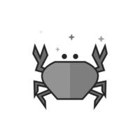 Crab icon in flat outlined grayscale style illustration vector