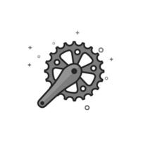 Bicycle crank set icon in flat outlined grayscale style illustration vector