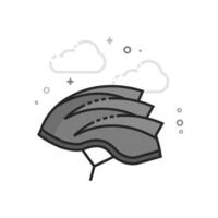 Bicycle helmet icon in flat outlined grayscale style illustration vector
