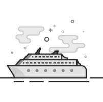 Cruise ship icon in flat outlined grayscale style illustration vector