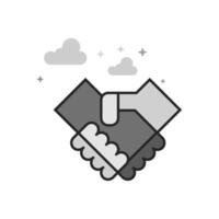 Handshake icon in flat outlined grayscale style illustration vector