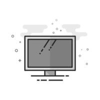 Desktop computer icon in flat grayscale style illustration vector