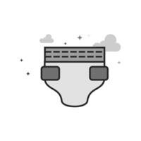 Diaper icon in flat outlined grayscale style illustration vector
